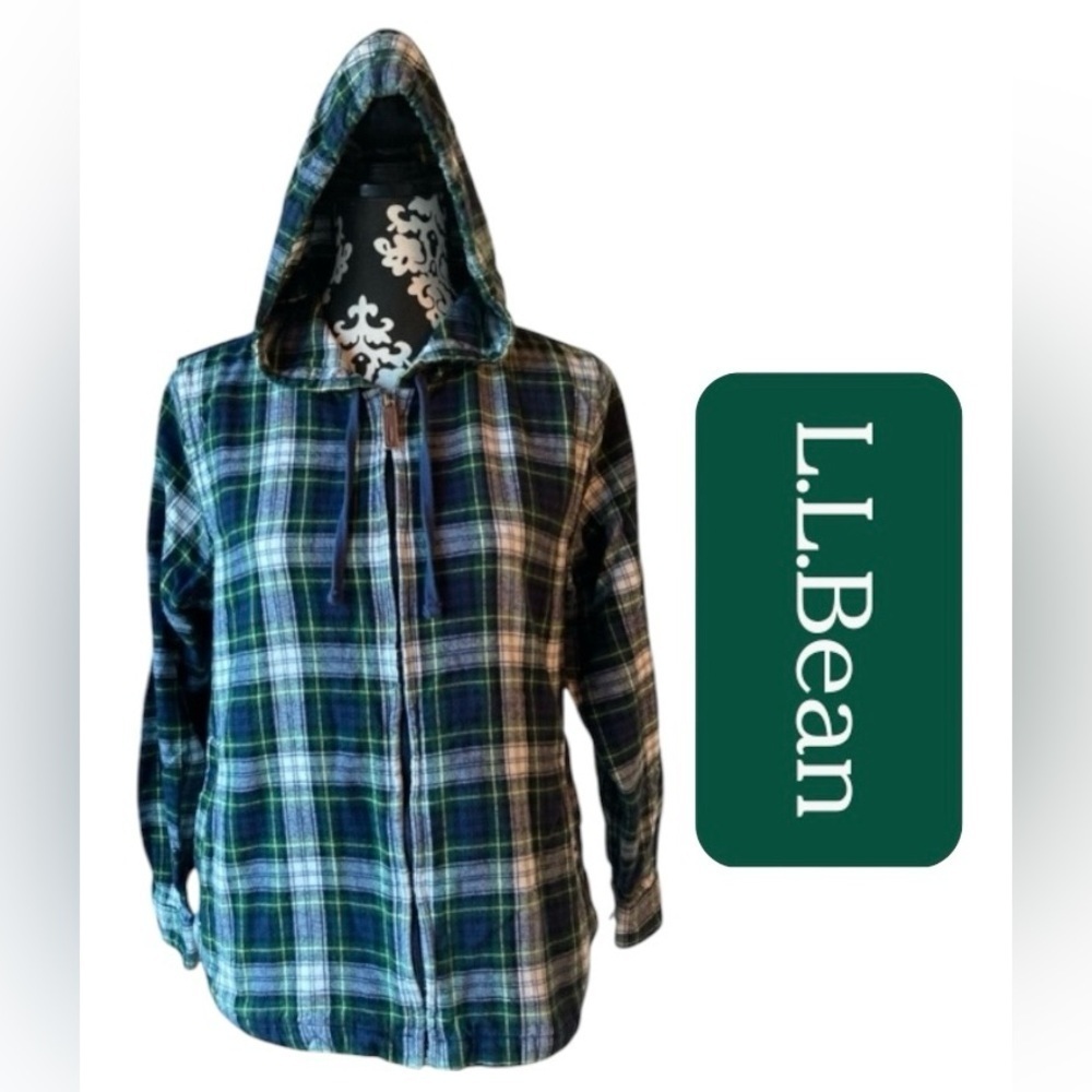 L.L. Bean Plaid Hoodie - Blue and Green